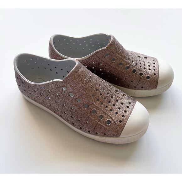 Native Kids Jefferson Bling Glitter Shoes Rose Gold Size 12 Slip On - Picture 3 of 6